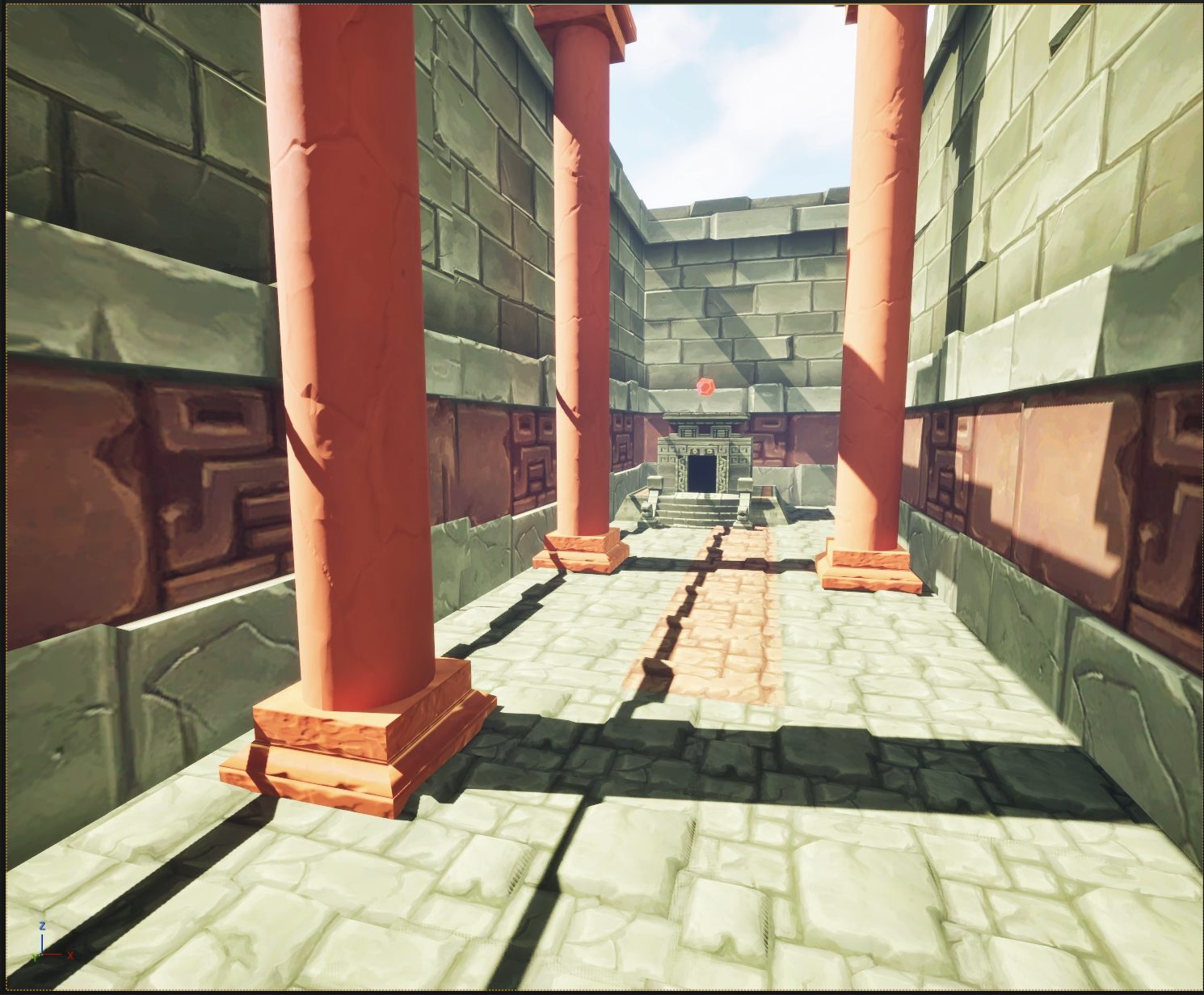 Temple corridor under daylight